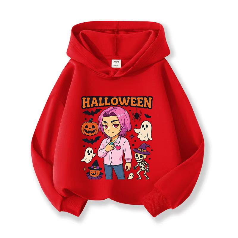 Kpop Witch Hunt Girls' Hoodies, Children's Spring and Autumn Hoodies, Fashionable and Versatile Cartoon Style Printed Thin Sweatshirts