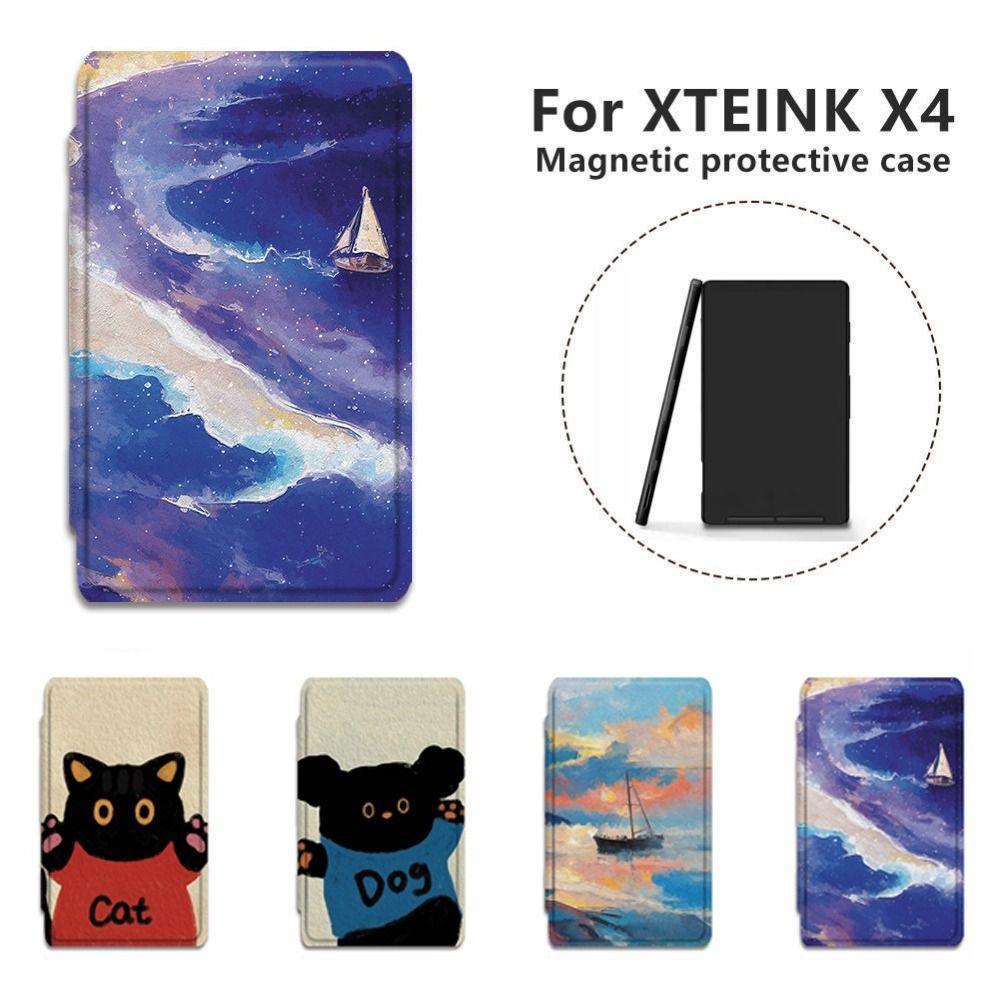 Anti-fall Protective Cover Oil Painting Design Folio Shell Magnetic Case for XTEINK X4/X3