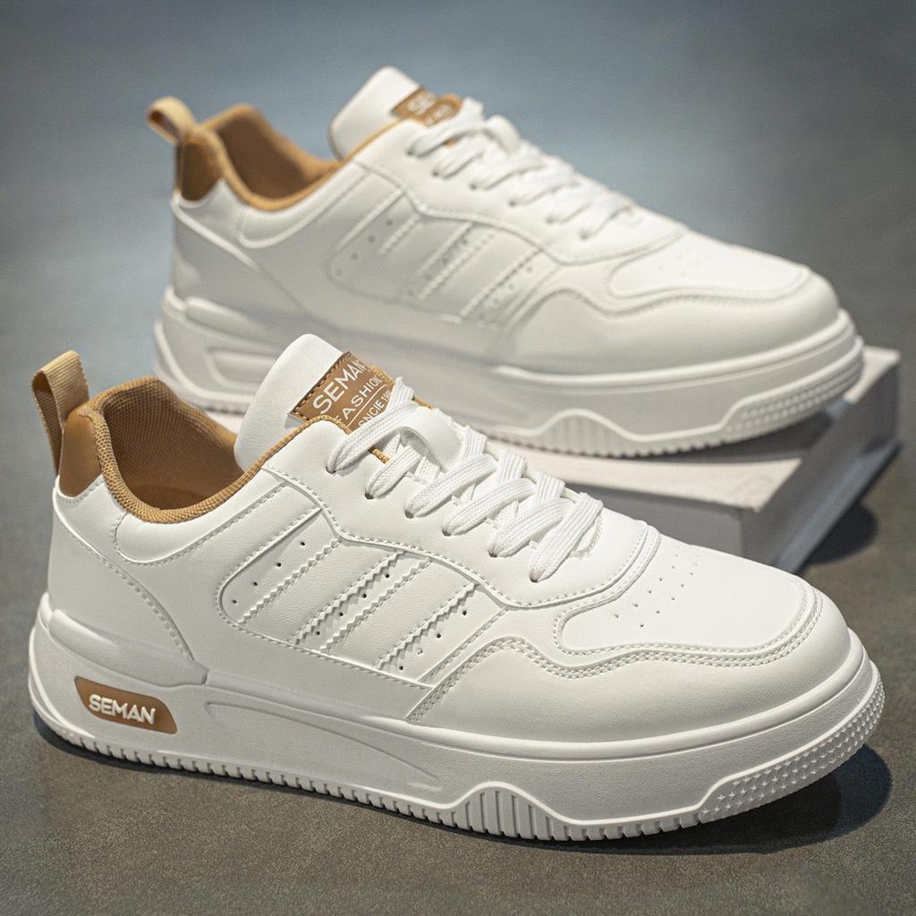 Men's Versatile White Summer Sneakers: Breathable Casual Thick-Soled Sports Shoes
