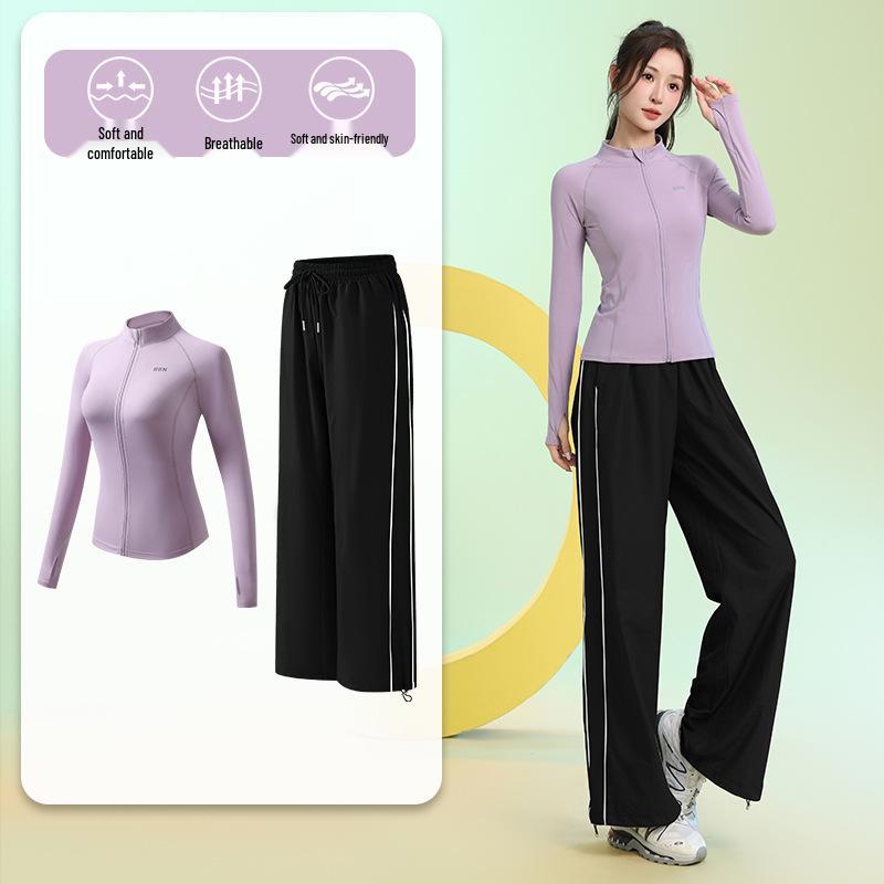 Damen Slim-Fit Atmungsaktiver Badmintonanzug - Herbst/Winter Schnelltrocknendes Sportbekleidungsset mit Reißverschluss und langen Ärmeln