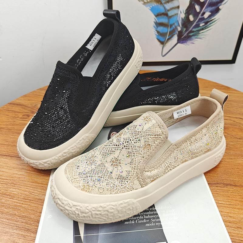 Xiaoxiangfeng Fisherman Shoes Women's 2025 Spring and Summer New Lace Breathable Mesh Versatile Thin One-pedal Casual Shoes