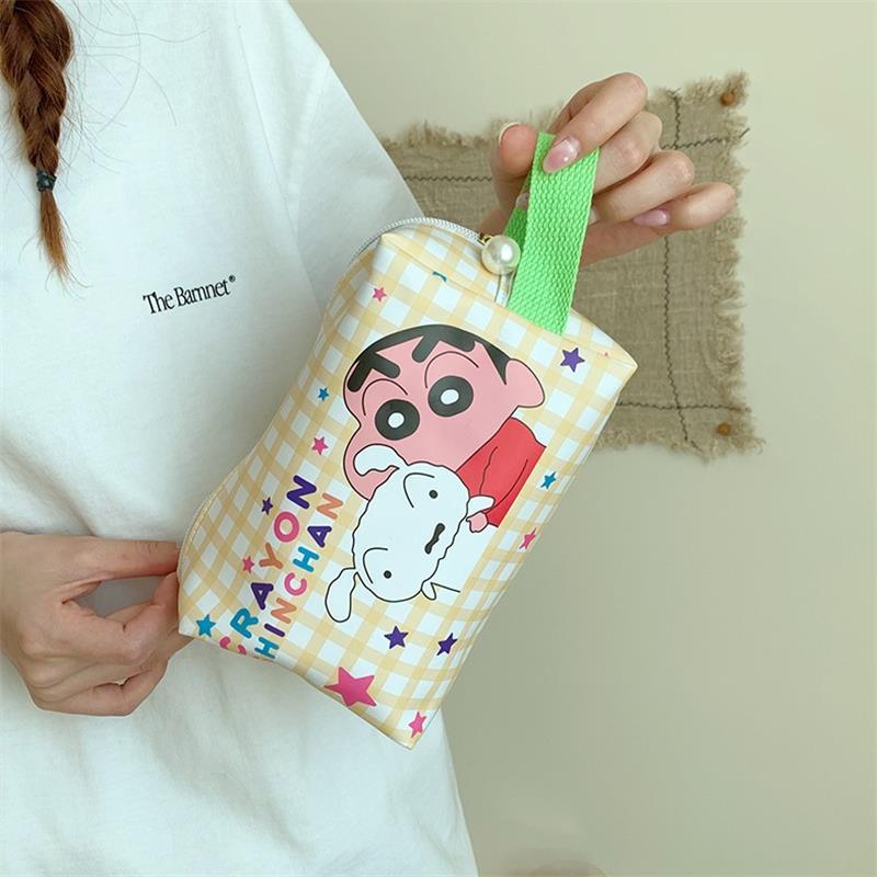 Cute Crayon Shin-Chan Handbag Makeup Bag Travel Portable Cosmetic Bag Toiletries Organizer Waterproof Large Capacity Storage Bag