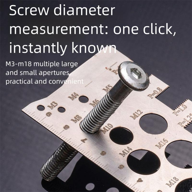 5pc Screw Pitch Stainless Steel Measuring Ruler Portable Industrial and Household Measuring Tool