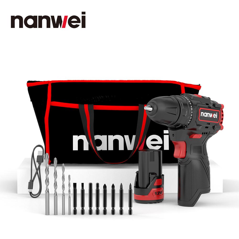 NANWEI 12V Electric Screwdrivers Maximum Torque 50 N.M/ Drill Chuck Size 0.8-10 Mm Type-C Charging Interface