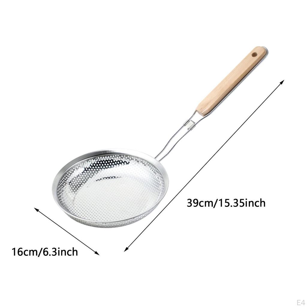 Convenient Skimmer Spoon with Wooden Grip for Cooking Tasks