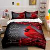 Red Cardinal with Prayer Bedding Set Bedding Set (1 Duvet Cover, 2 Pillowcases, Duvet Not Included)