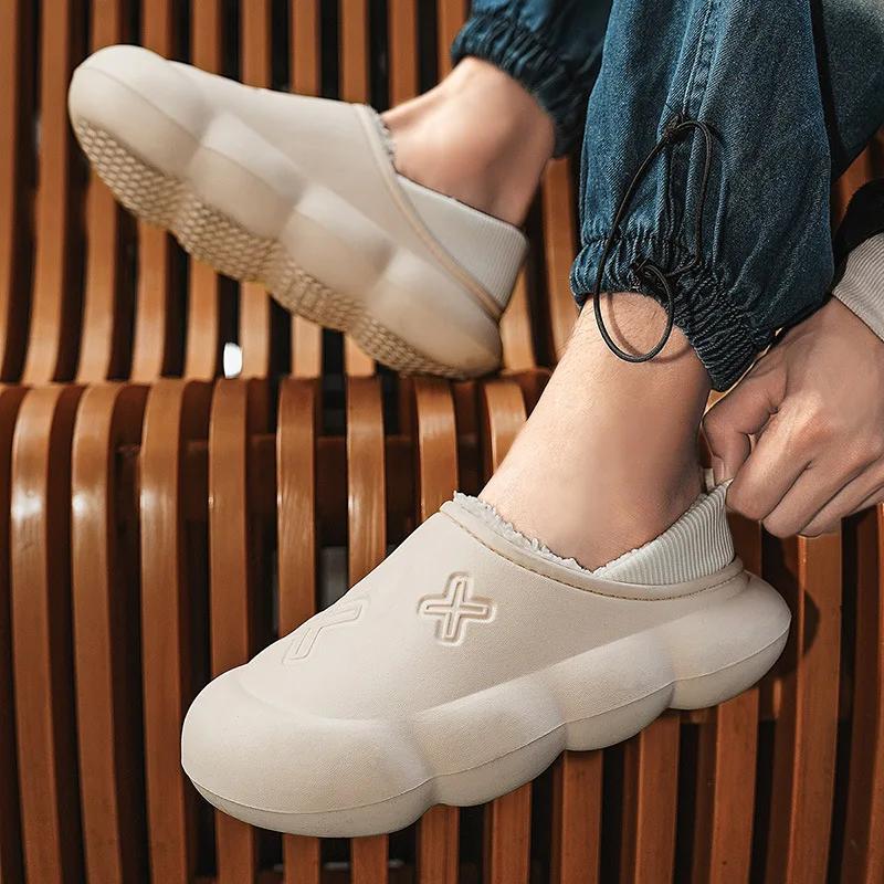 

Мужские тапочки зимние большие размеры для дома водонепроницаемые ПВХ большие размеры домашняя обувь хлопковые тапочки для спальни теплые домашние тапочки 45-46 хаки