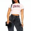 Damen Baby Mädchen Buchstaben-bedrucktes Slim-Fit Kurzarm-T-Shirt