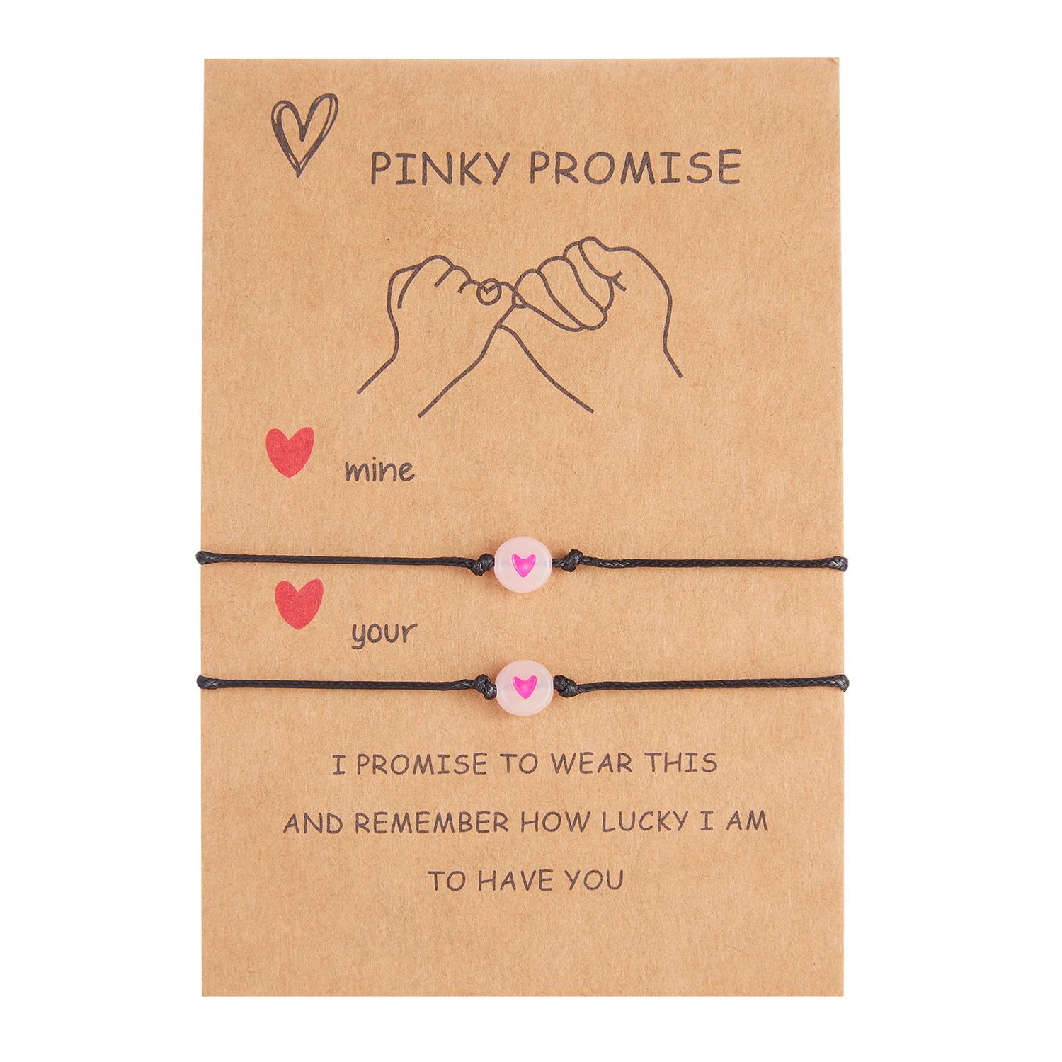

2Pcs Pinky Promise Couple Bracelets for Women Simple Cute Luminous Heart Bead Braided Bracelet Friendship Aesthetic Jewelry Gift