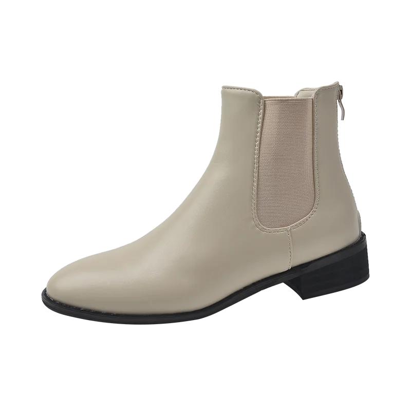 

Модные женские однотонные резиновые сапоги, повседневные сапоги до щиколотки, женские удобные ботильоны 2024 35 бежевый