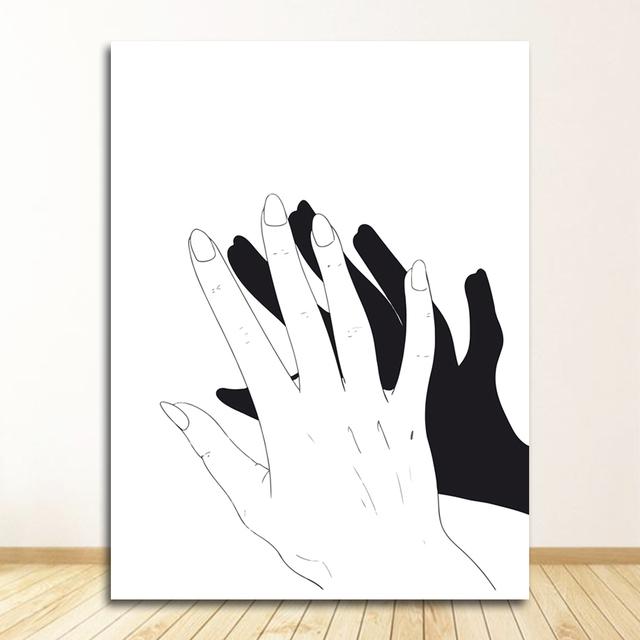 Posters And Prints Wall Pictures For Living Room Decor Abstract Line Drawing Love Kiss Sexy Girl Wall Art Canvas Painting Nordic
