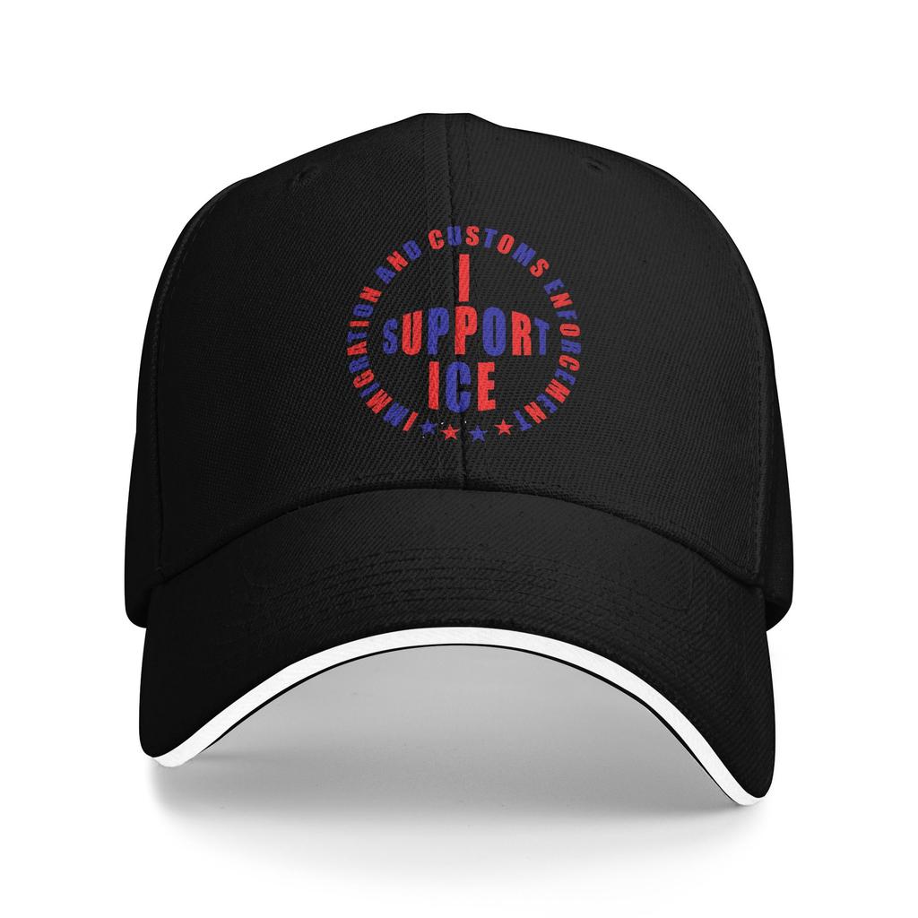 Red Blue I SUPPORT ICE IMMIGRATION AND CUSTOMS Baseball Cap Running Hippie Quality Trucker Hat Men Trendy Print Baseball Caps