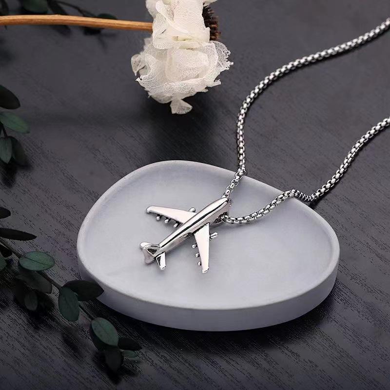 Unisex Airplane Hip Hop Pendant Necklace for Kids and Teens