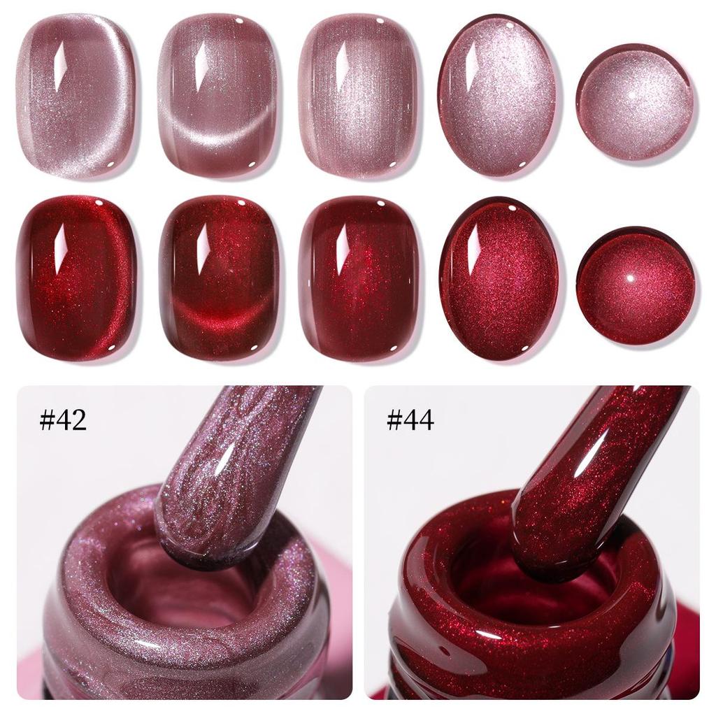 Oxblood Cat Eye Gel Polish 2025: Ruby Glass Bead Nail Art Set