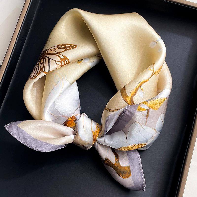 100% Pure Silk Scarf Women Neck Square Headband Scarves Bandana  Fashion Hijab Poncho Scarves Pashmina  Female Foulard 53cm