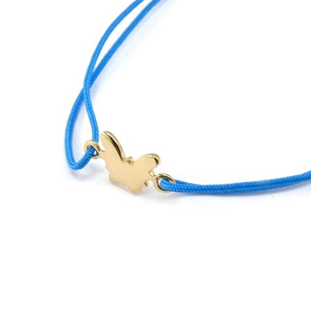Altesse [K4548] - Golden Blue 'Butterfly' Gold Plated Bracelet - 10x8 Mm