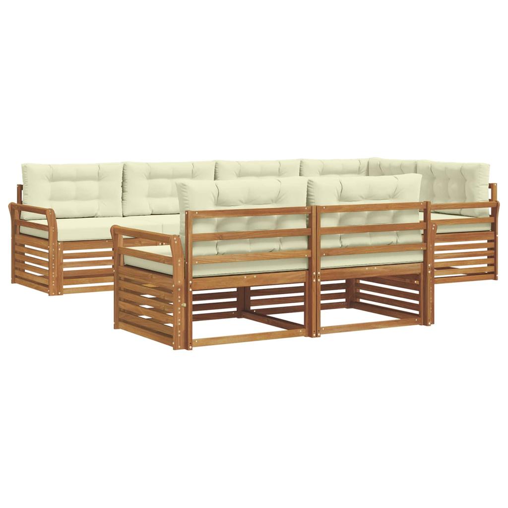 Outdoor Sofa Set with Cushions 7 pcs Natural and Cream