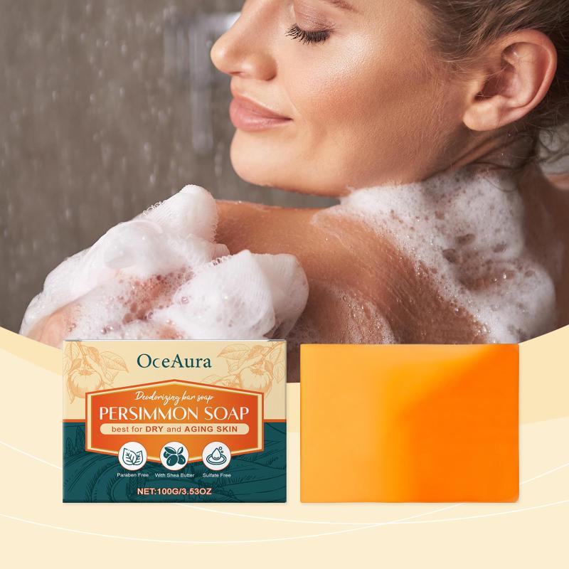 Oceaura Handmade Soap Persimmon Fragrance Odor-Eliminating Natural Deep Cleansing Refreshing Gentle Hydration Bath Soap