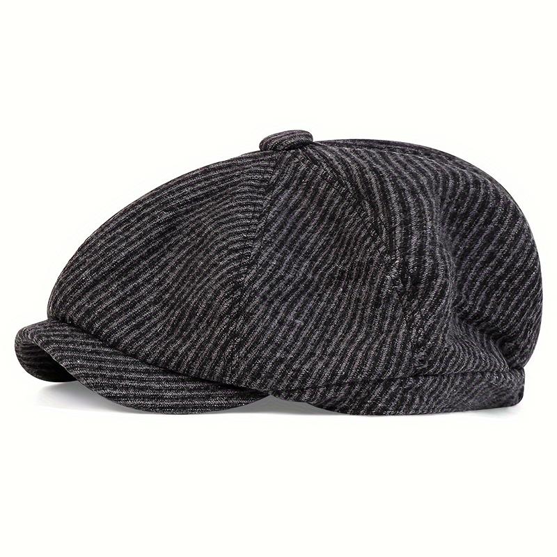 Striped Newsboy Cap Men Fashionable and Personalized Beret Hat Unisex Winter Warm Hats Vintage Caps