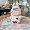 Trendy Doll Attire For 15-17cm Figures With Black Knitted Hat And Heart Sweater Suitable for Rabbit