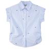 Zuoxi Girls' Preppy Striped Flutter Sleeve Shirt