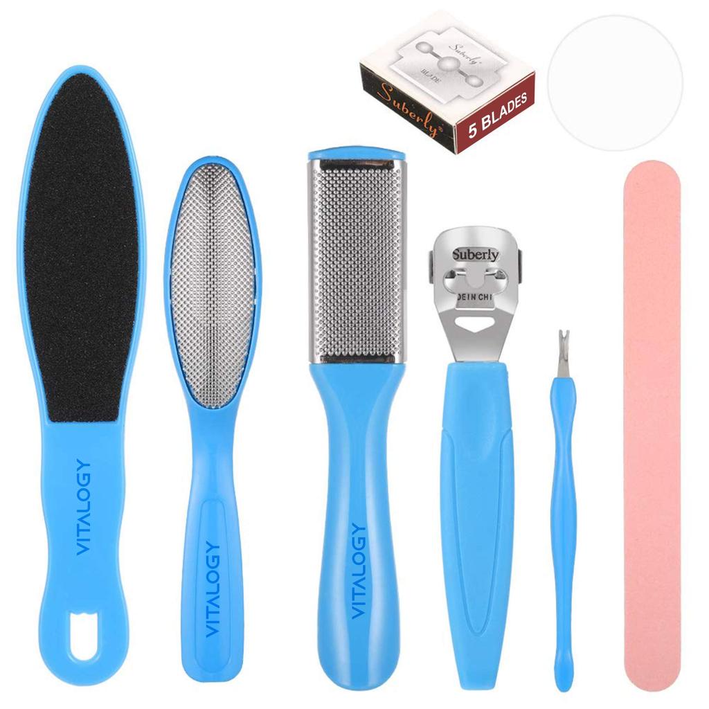 Vitalogy - Pedicure Tools for Feet - 8 in 1 Pedicure Kit | Foot Scrubber for Dead Skin, Callus Remover, Foot Scraper, Foot File, Pitchfork, Filer f