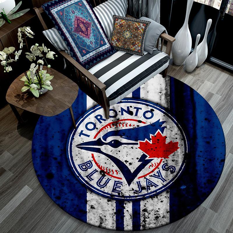 Toronto Blue Jays Round Area Rug,Carpet Rug for Living Room Bedroom Sofa Playroom Decor,Non-slip Floor Mat