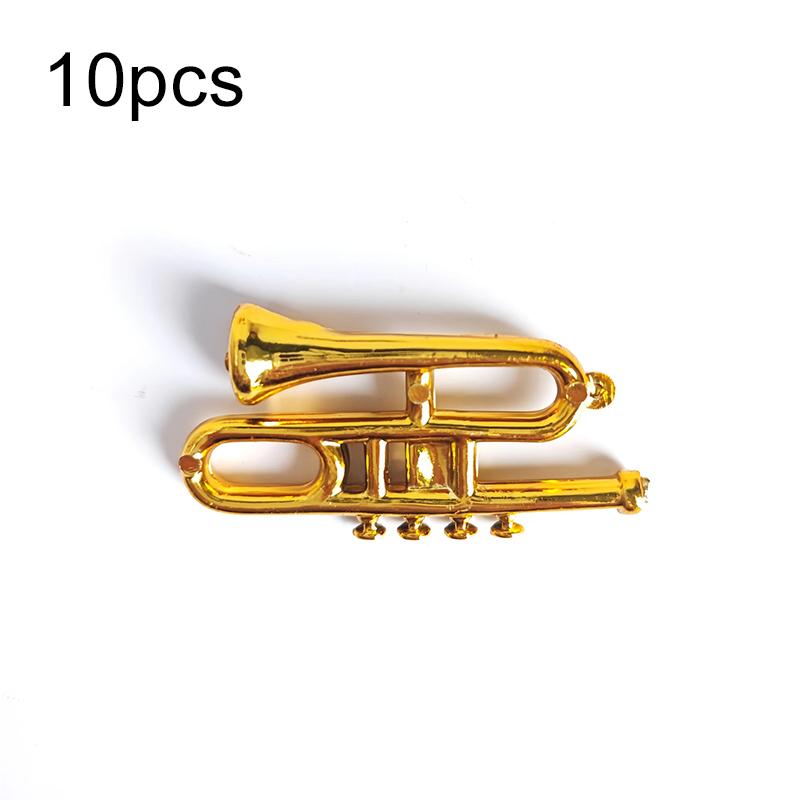 10/20pcs Mini Golden Musical Instrument Ornaments Desktop Ornament Decoration Miniature Creative Mini Decorative Crafts TMZ