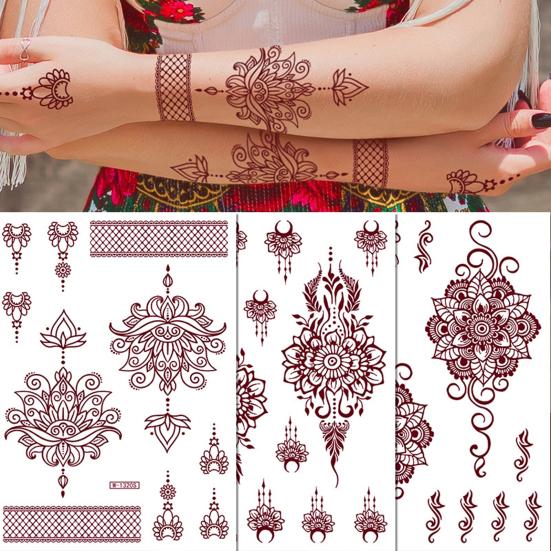 Yousheng Temporary Tattoo Sticker, Flower Lace Lotus Pattern Fake Tattoos for Women Men, Waterproof DIY Face Arm Leg Body Art Decoration