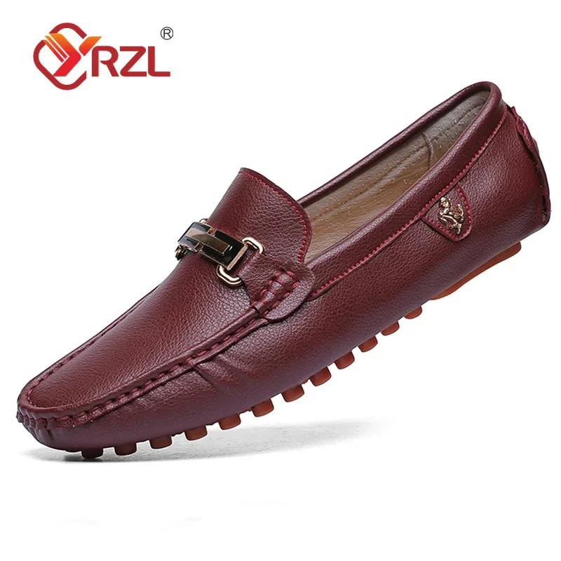YRZL Loafers Men Handmade Leather Loafer Casual Driving Flats Slip-on Shoes Luxury Comfy Moccasins Size 48 Loafers Shoes for Men
