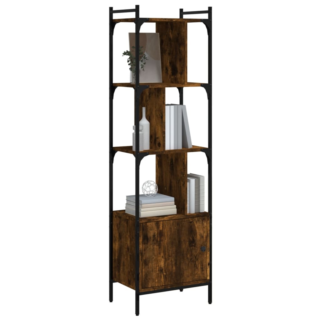Bookshelf with Door Smoked Oak Finish 44.5 x 30 x 154.5 cm Wood Based Material