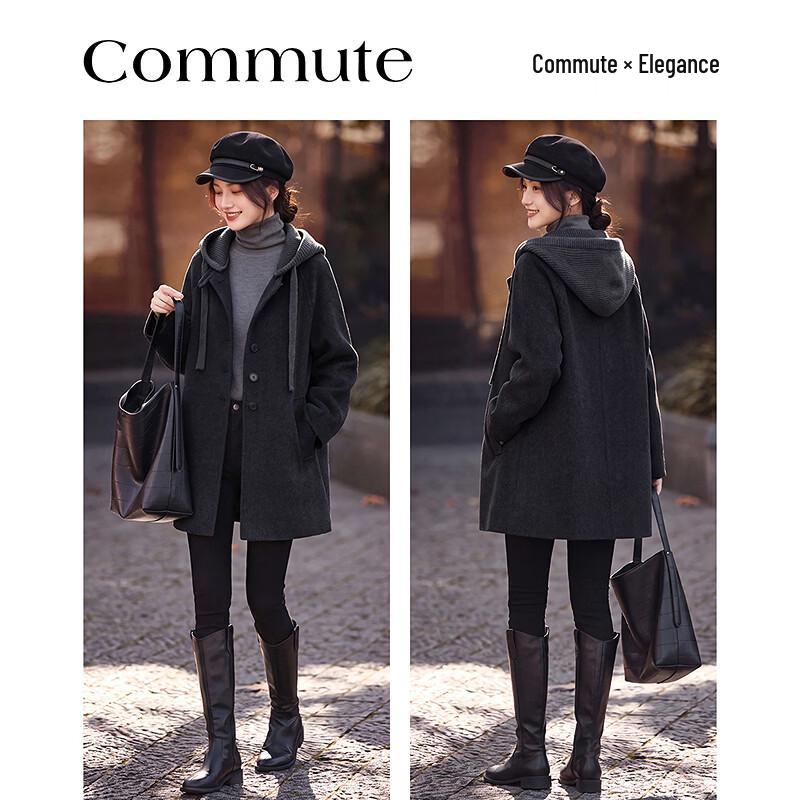 Si Shui Nian Hua Winter Wool-Blend Hooded Coat