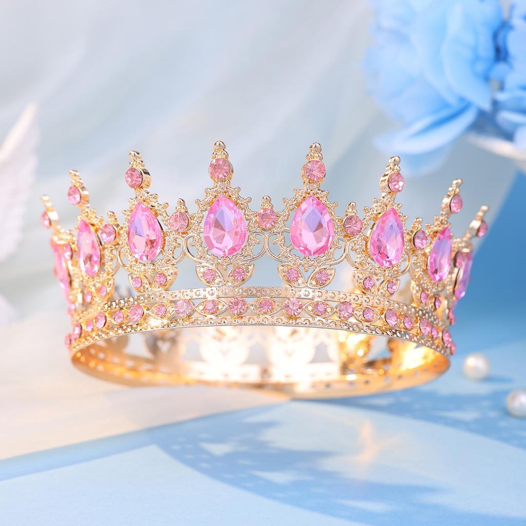 Fashion Crystal Rhinestone Round Tiaras And Crowns For Bride Women Queen Princess Diadems Girls Wedding Hair Accessories