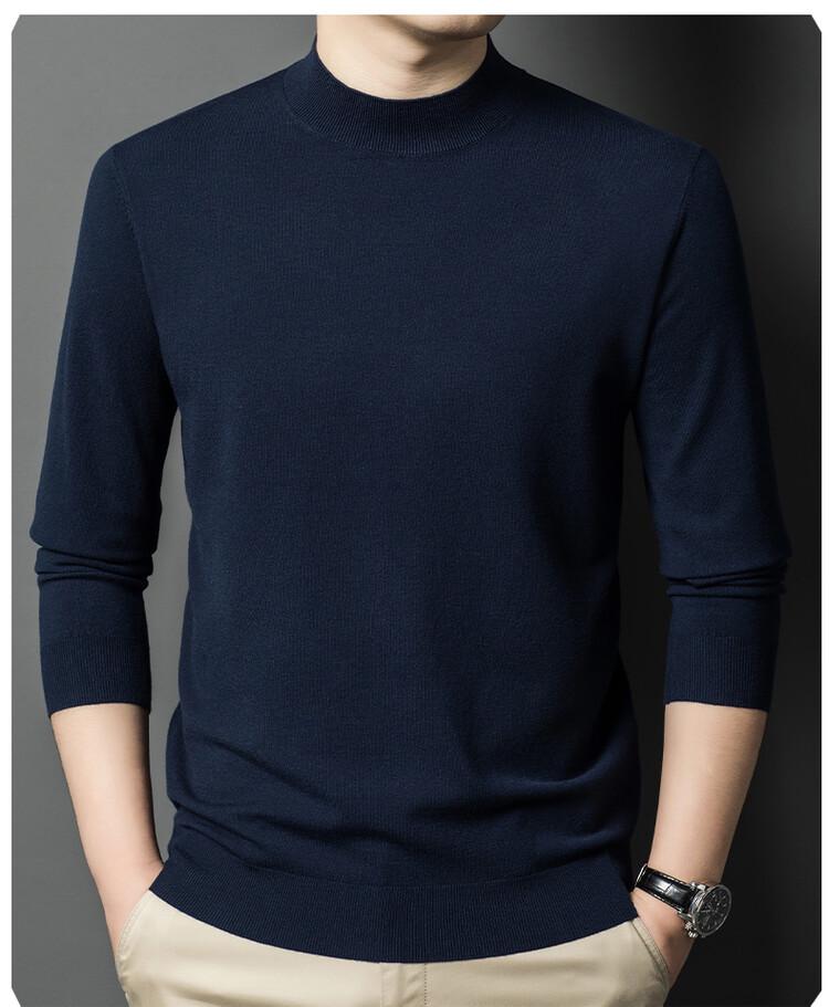 Pull en maille à manches longues et col semi-montant style coréen pour homme