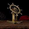 Retro Brass Ship's Wheel Spinner 360° Rotation Ornament for Desk