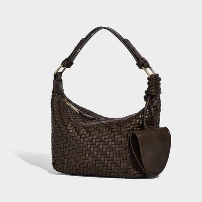 Handwoven Fashion Handheld Underarm Lunch Box Bag Versatile Soft Leather High-end Niche Design Single Shoulder Crossbody Bag for Women