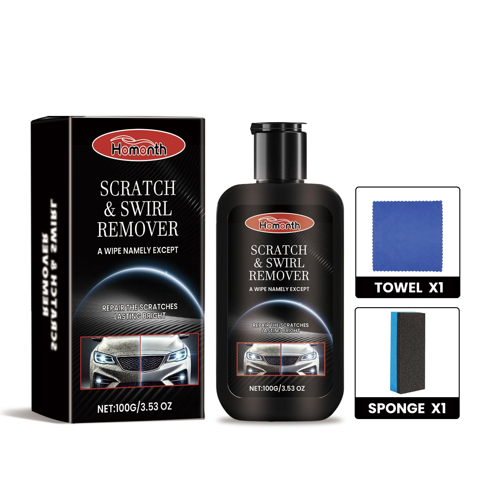 Homonth Car Scratch Repair Cream Paint Scratch Polish Restore Coating Wax for Car Paint Scratch Removal Swirl Mark Remover with Sponge and Towel 1 Set