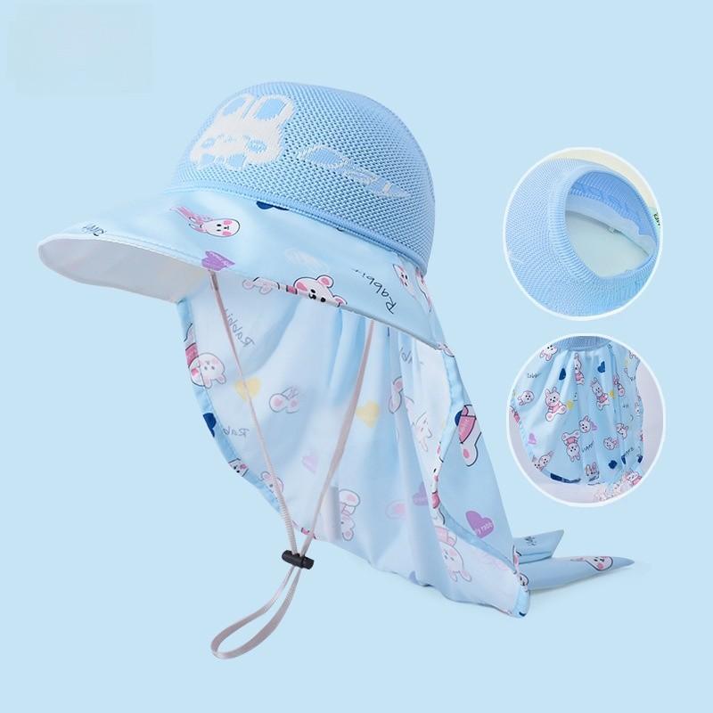 Kids Cartoon Style Sun Hat With Large Brim And Antiuv Features For Outdoor Activities
