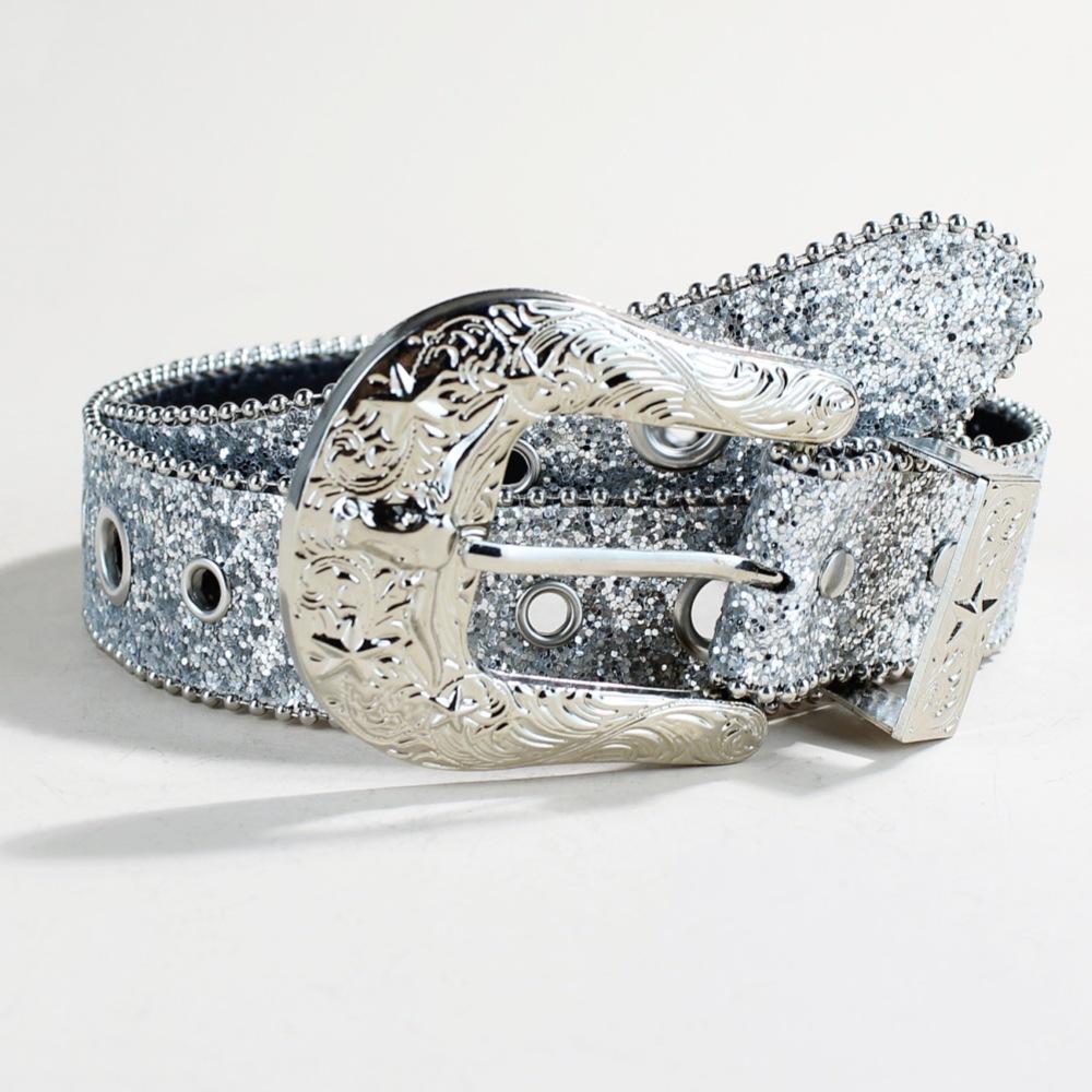 

Ремень с резной пряжкой женский, индивидуальный дизайн, чувство субкультуры, панк, пряжка, хип-хоп, широкий ремень 105cm length (M size)