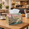 1pc Vintage European Travel Tissue Box - Multi-functional Napkin Dispenser, Two Sizes Available Made of Durable Polyester, Decorated with Venice Canal