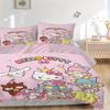 3pcs Party Hello Kitty and Friends Bedding Set - 1 Soft Quilt Cover + 2 Pillowcases, Suitable for All Seasons.W073