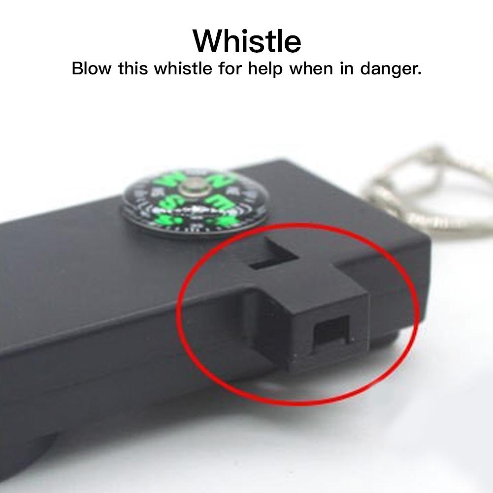 Outdoor Survival Emergency Whistle with Compass LED Light Telescope Magnifier Multifunction Practical Mini Tool for Hiking Camping Adventures