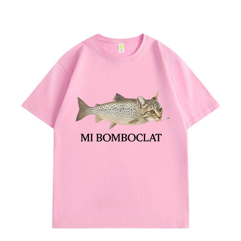 Ml Bomboclat Fish Cat Meme Graphic T Shirts High Street Fashion Trend Short Sleeve T-shirt Men Women Oversized T-shirts