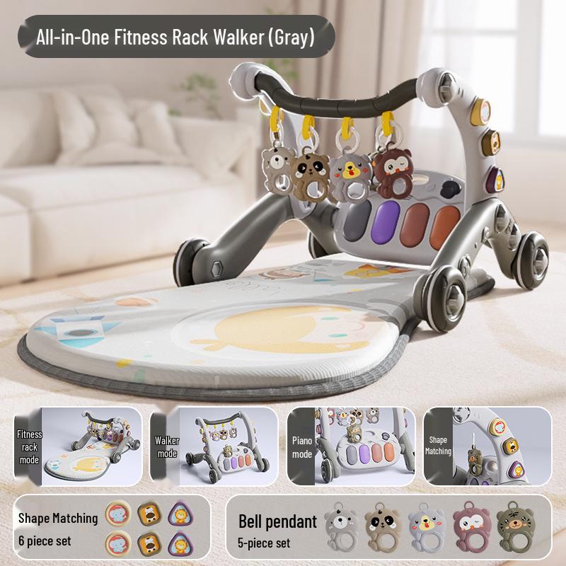 Multifunktionaler Spielbogen für Babys und Kleinkinder: 3-in-1 Lauflernwagen mit Klavierspielzeug