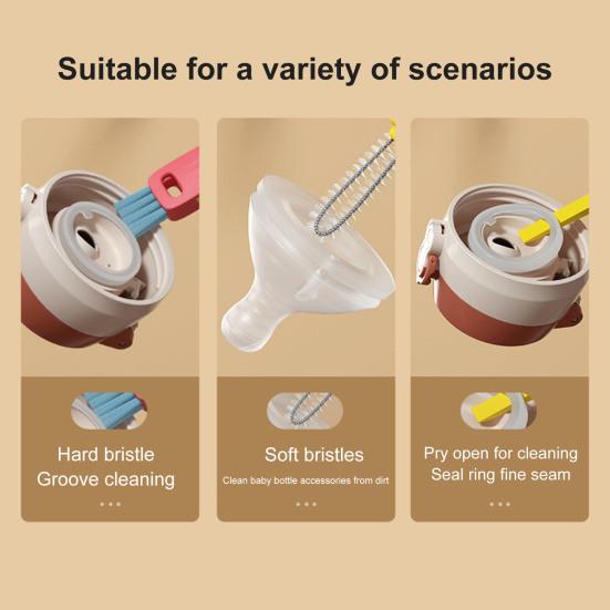 Cleaning Brush 3 in 1 Flower Shape Soft Bristles Stubborn Stain Removal Spiral Cup Mouth Cleaner Rotatable Foldable Multifunctional Cup Brush