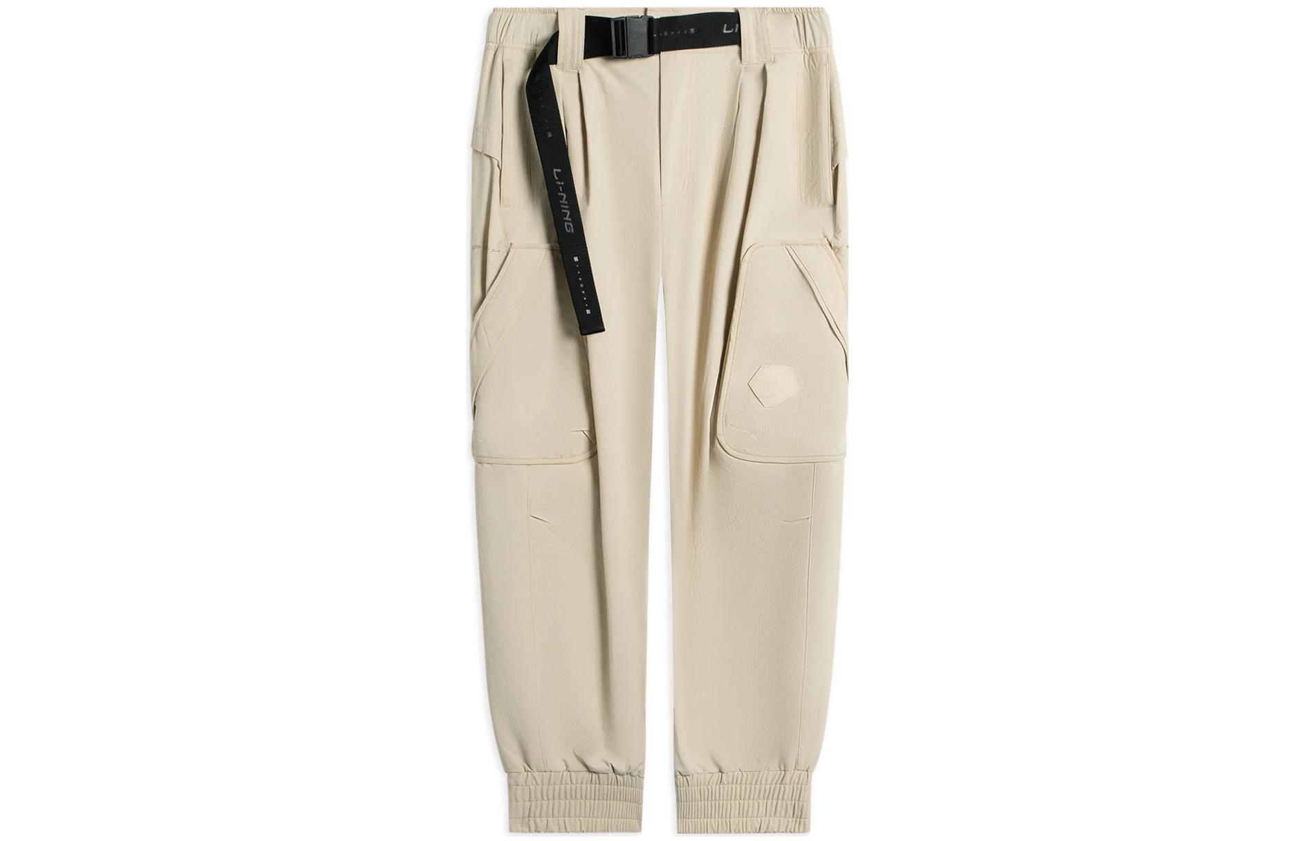 Li Ning Casual Pants Men s Khaki Moderate Cuffed Pants AKXSB01-2 M