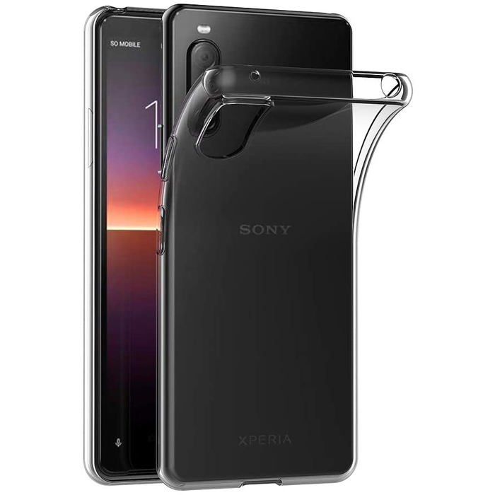 Coque et tour de cou pour Xperia 10 II - TPU Souple Transparent Cordon Noir réglable Phonillico®