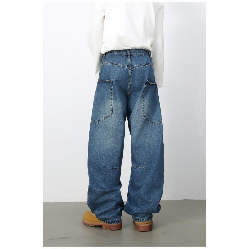 Vintage Gallery-shaped Machete Jeans Men's Loose Structure Design Sense Wide-leg Pants Straight Loose Jeans for Men Fashionable and Comfortable Pants