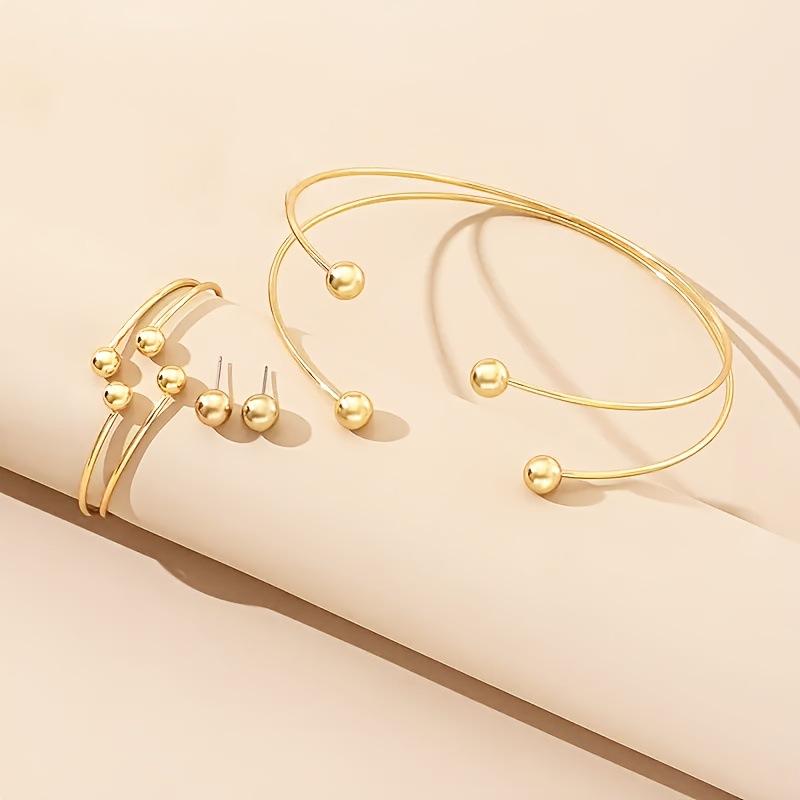 Set di gioielli orecchini a lobo bracciale con collare regolabile a palla personalizzato semplice gioielli design di nicchia stile freddo