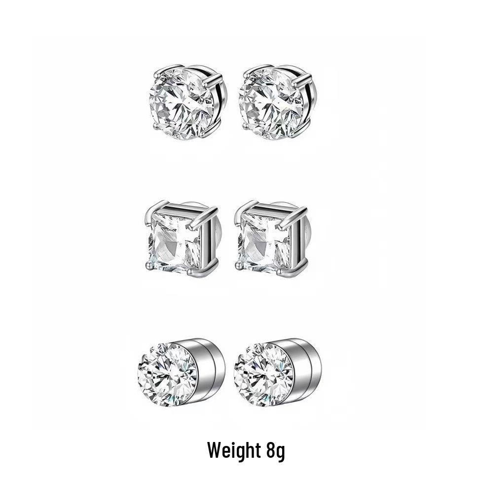 European and American Zircon Non-Piercing Ear Clips and Stud Earrings Set